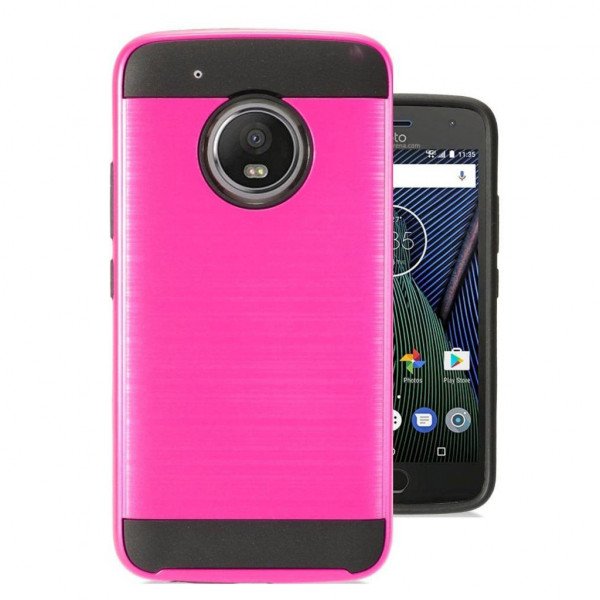 Wholesale Motorola Moto E4 Armor Hybrid Case (Hot Pink)